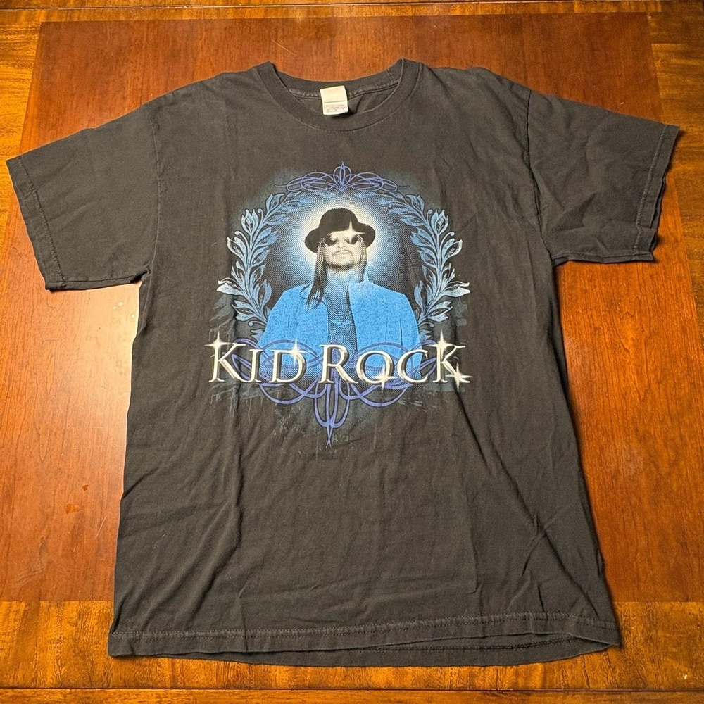 Kid Rock Graphic Band T-Shirt Tennessee River Black Large 21x27